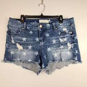 Torrid Star Print Distressed Denim Cut Off Shorts Blue Womens Size 16 Americana